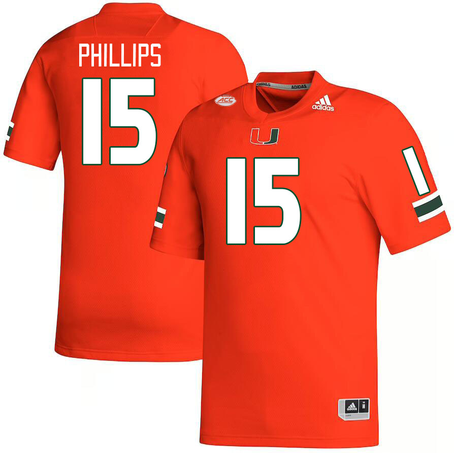 #15 Jaelan Phillips Miami Hurricanes Jerseys Football Stitched-Orange